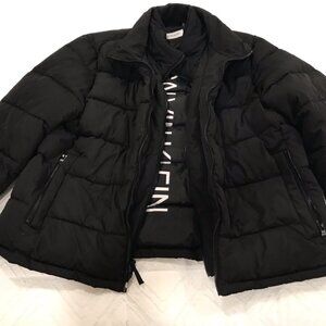 Calvin Klein Men's Black Full-Zip Collared Down Puffer Coat Jacket